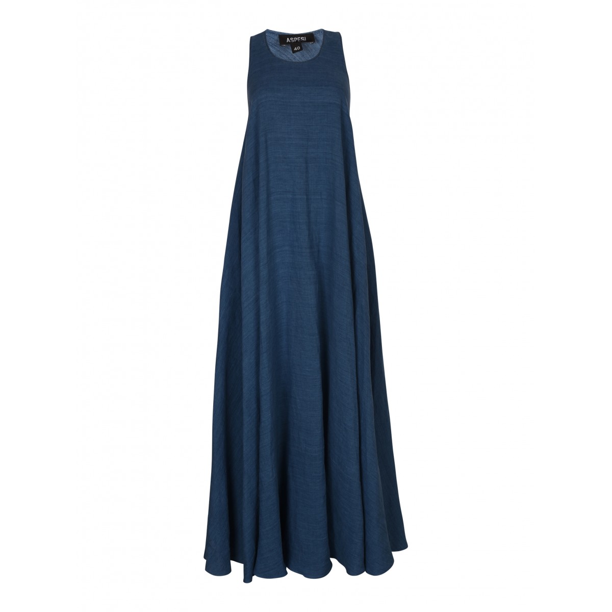 Blue Linen Relaxed Maxi Dress