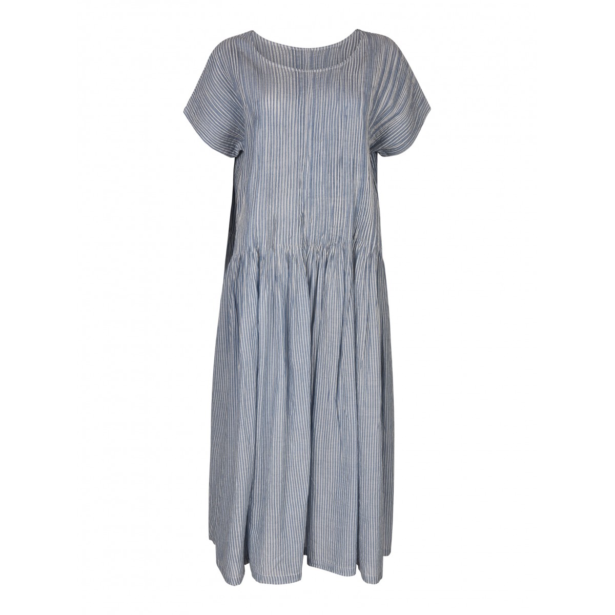 Blue cotton Striped midi dress