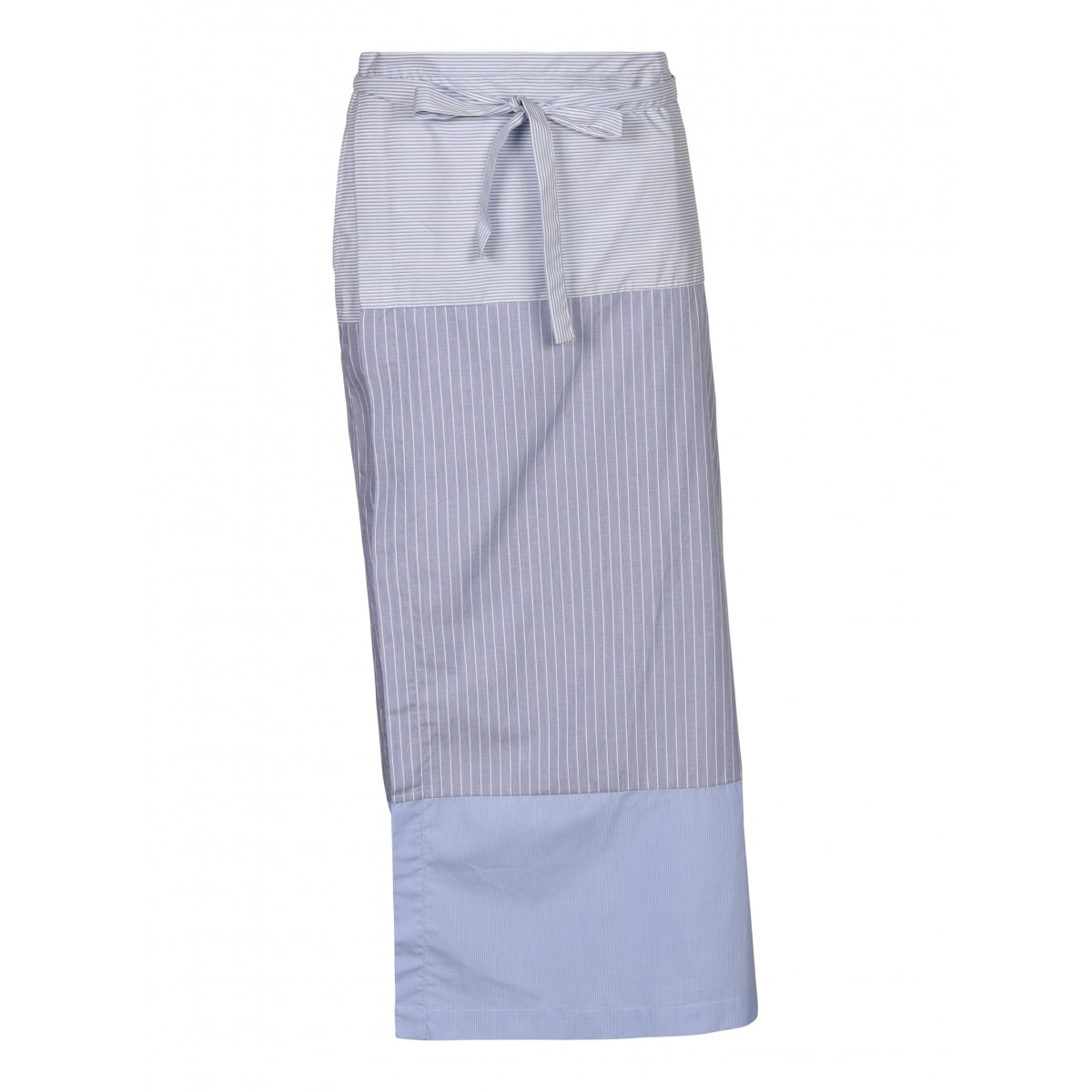 Stripe Light Blue Cotton Wrap Midi Skirt