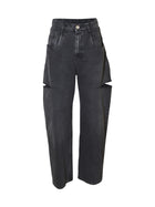 jeans con tagli laterali