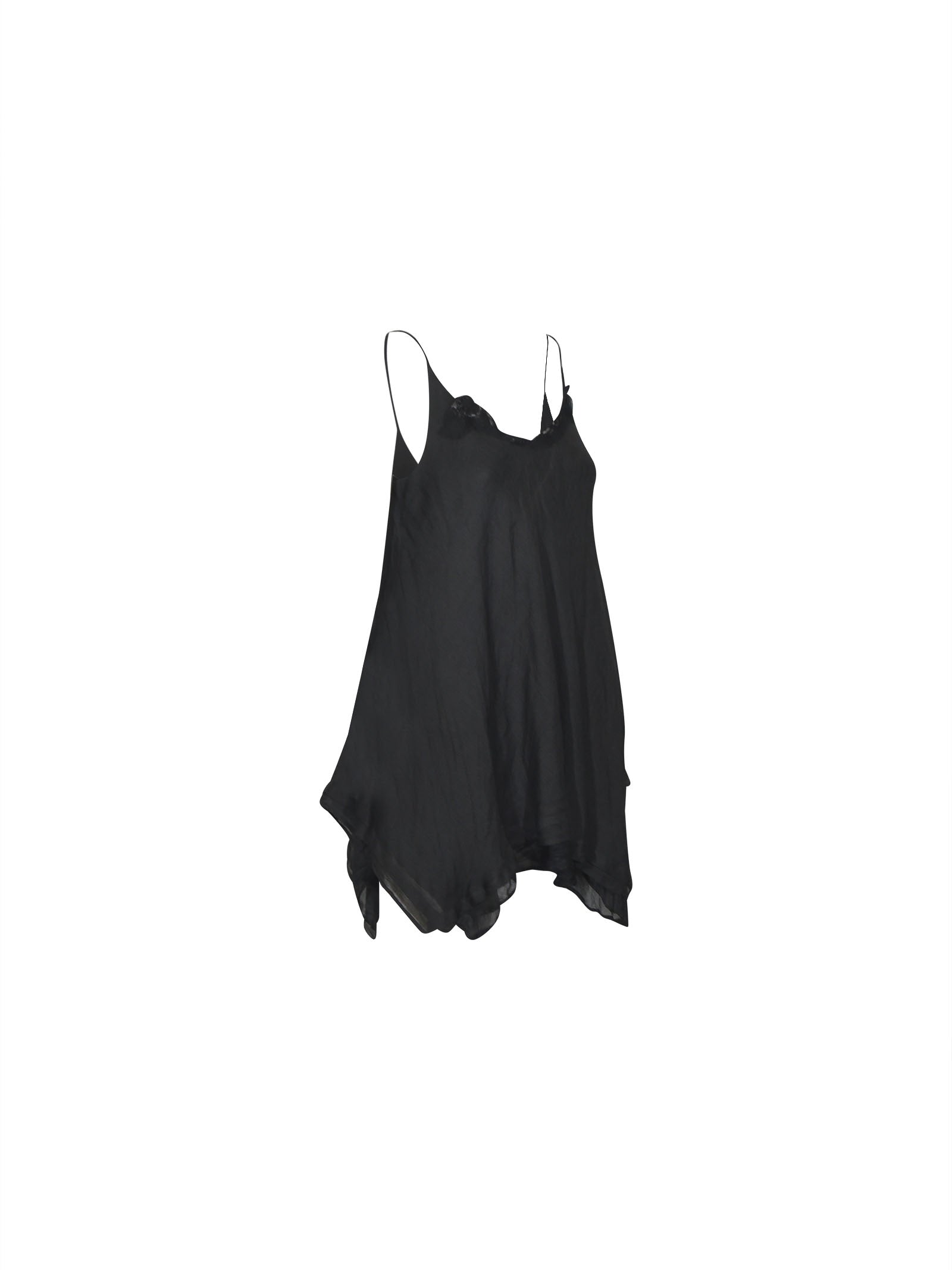 top con punte , spalline sottili e pizzo 