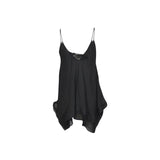 top con punte , spalline sottili e pizzo 