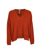 V-neck sweater with side slits