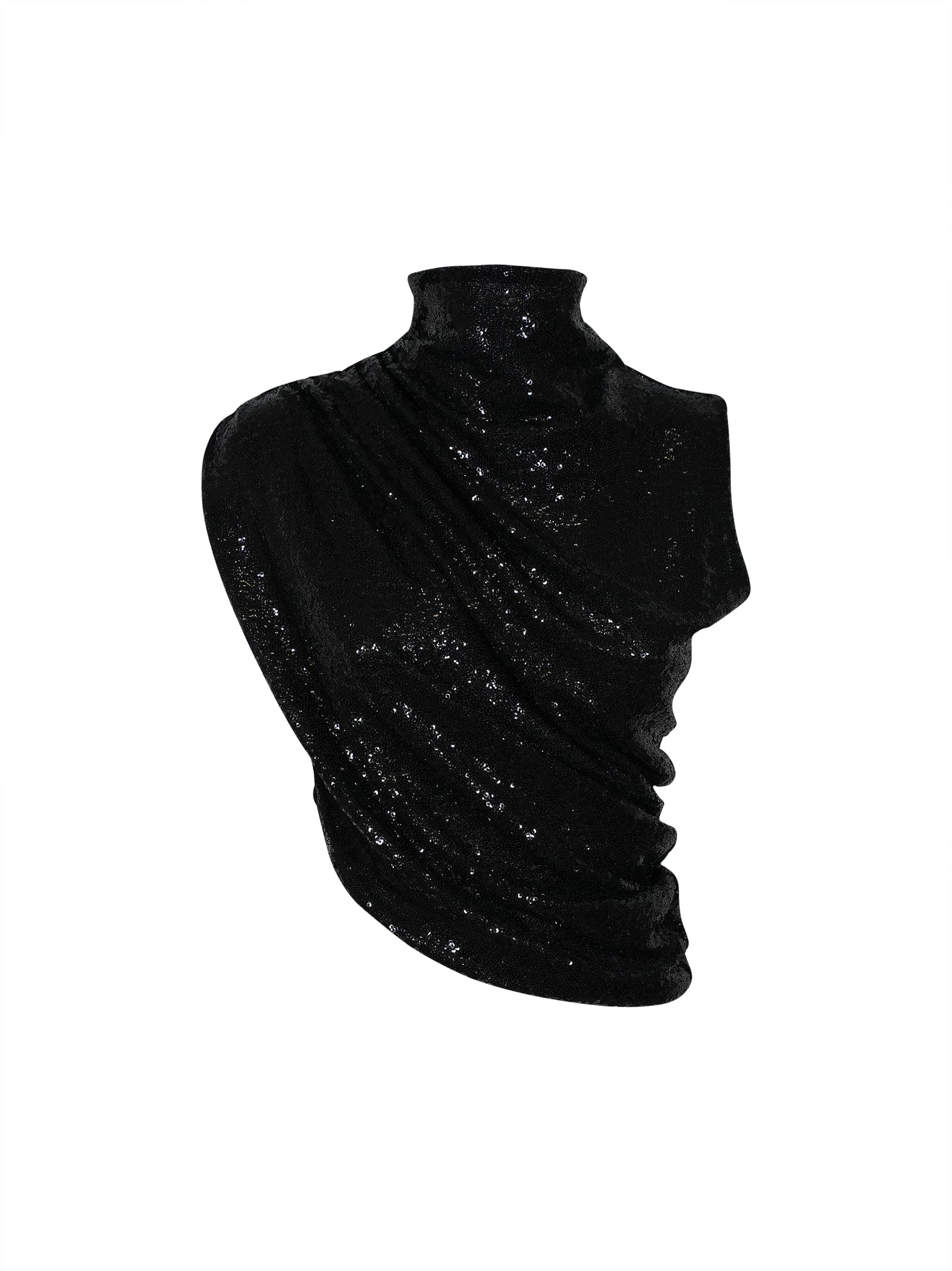 top paillettes assimmetrico s/m collo alto 