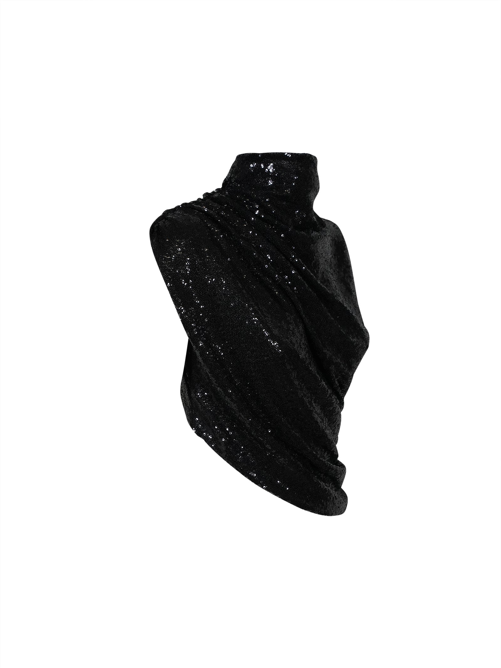 top paillettes assimmetrico s/m collo alto 