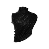 top paillettes assimmetrico s/m collo alto 