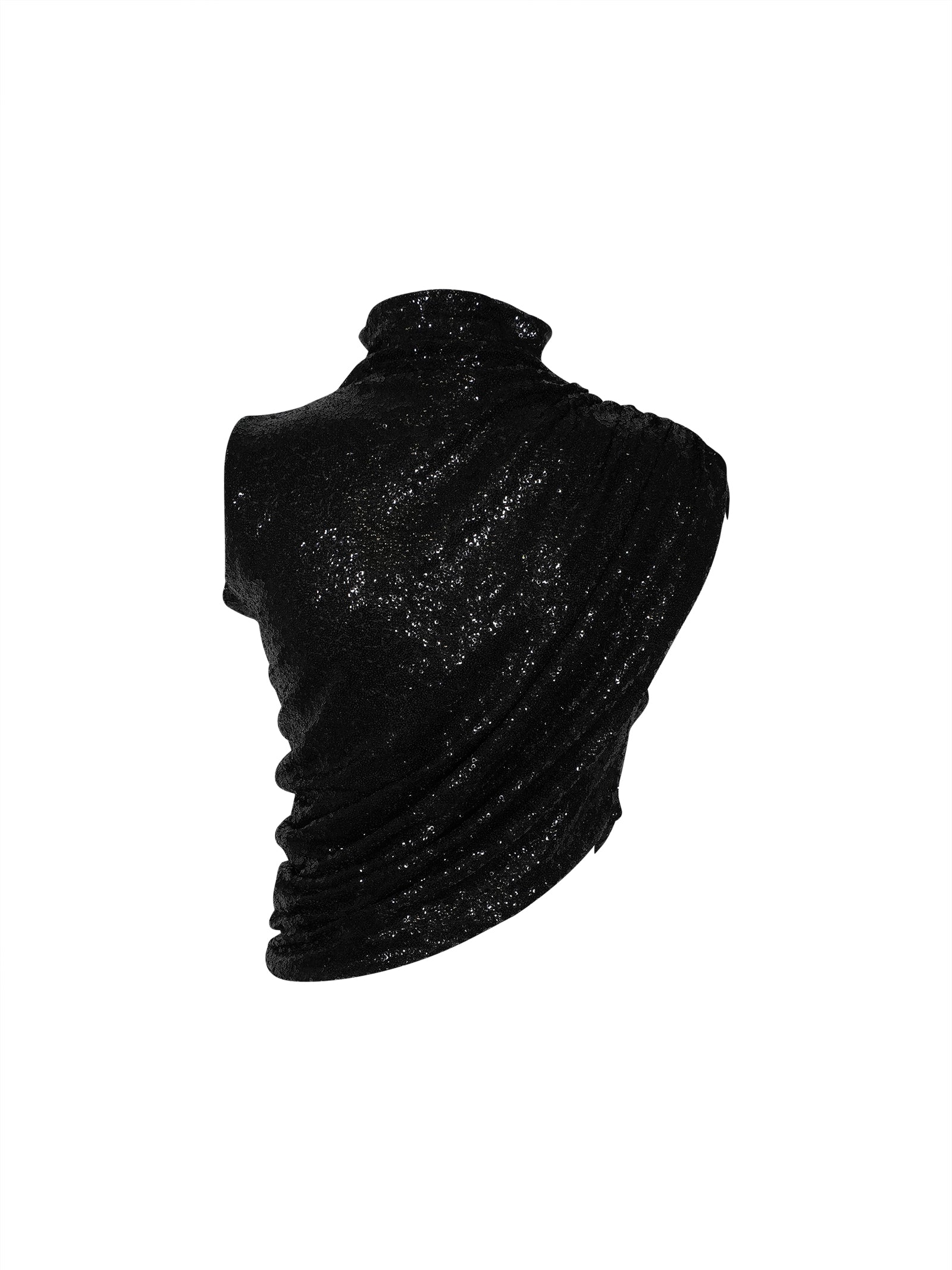top paillettes assimmetrico s/m collo alto 