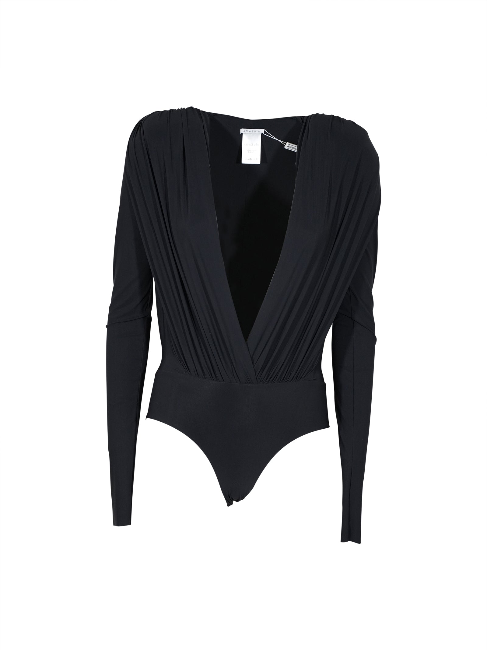 body m/l scollo v spalla imottita 