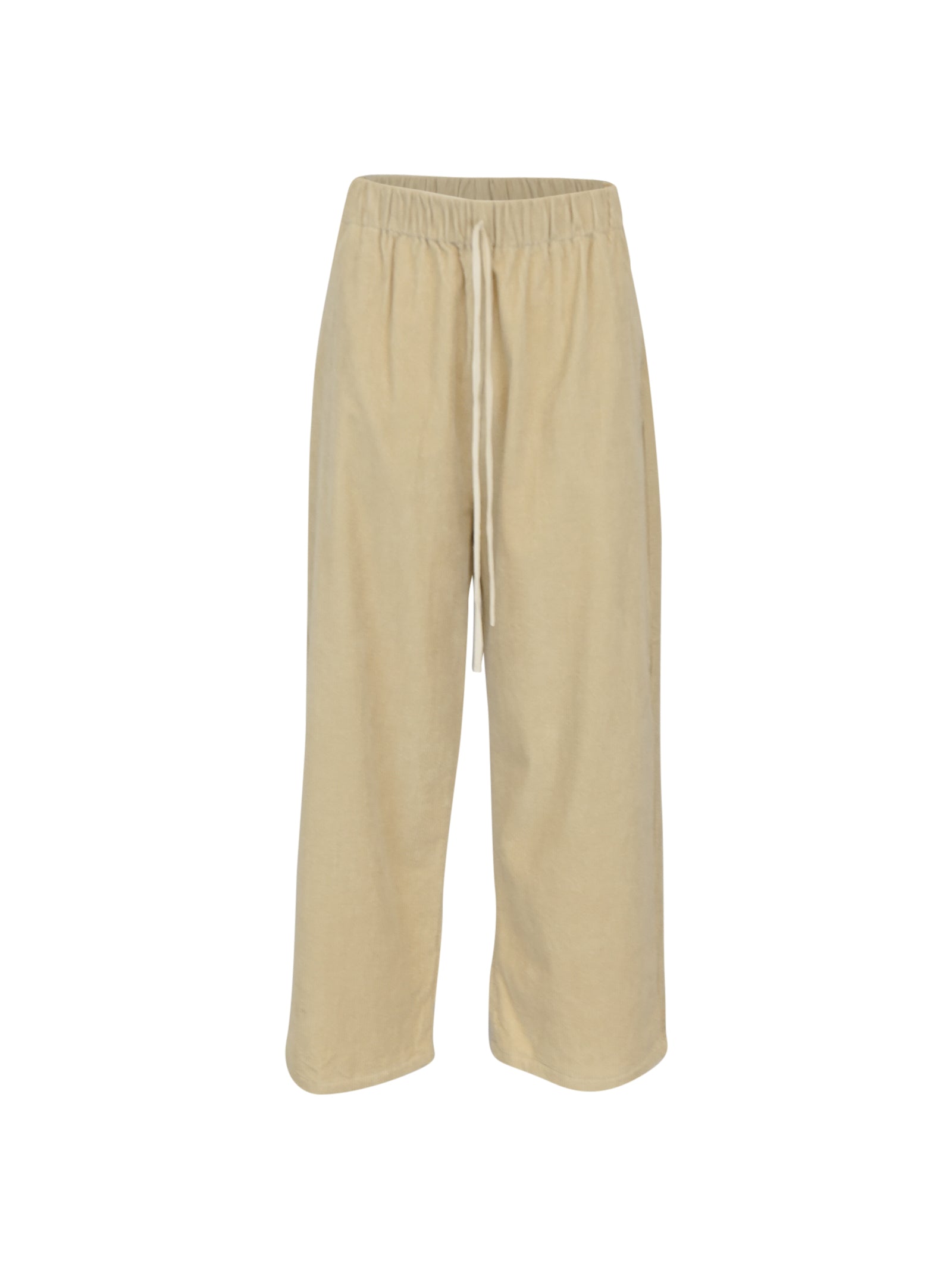 pantaloni velluto a costine gamba larga elastico in vita 