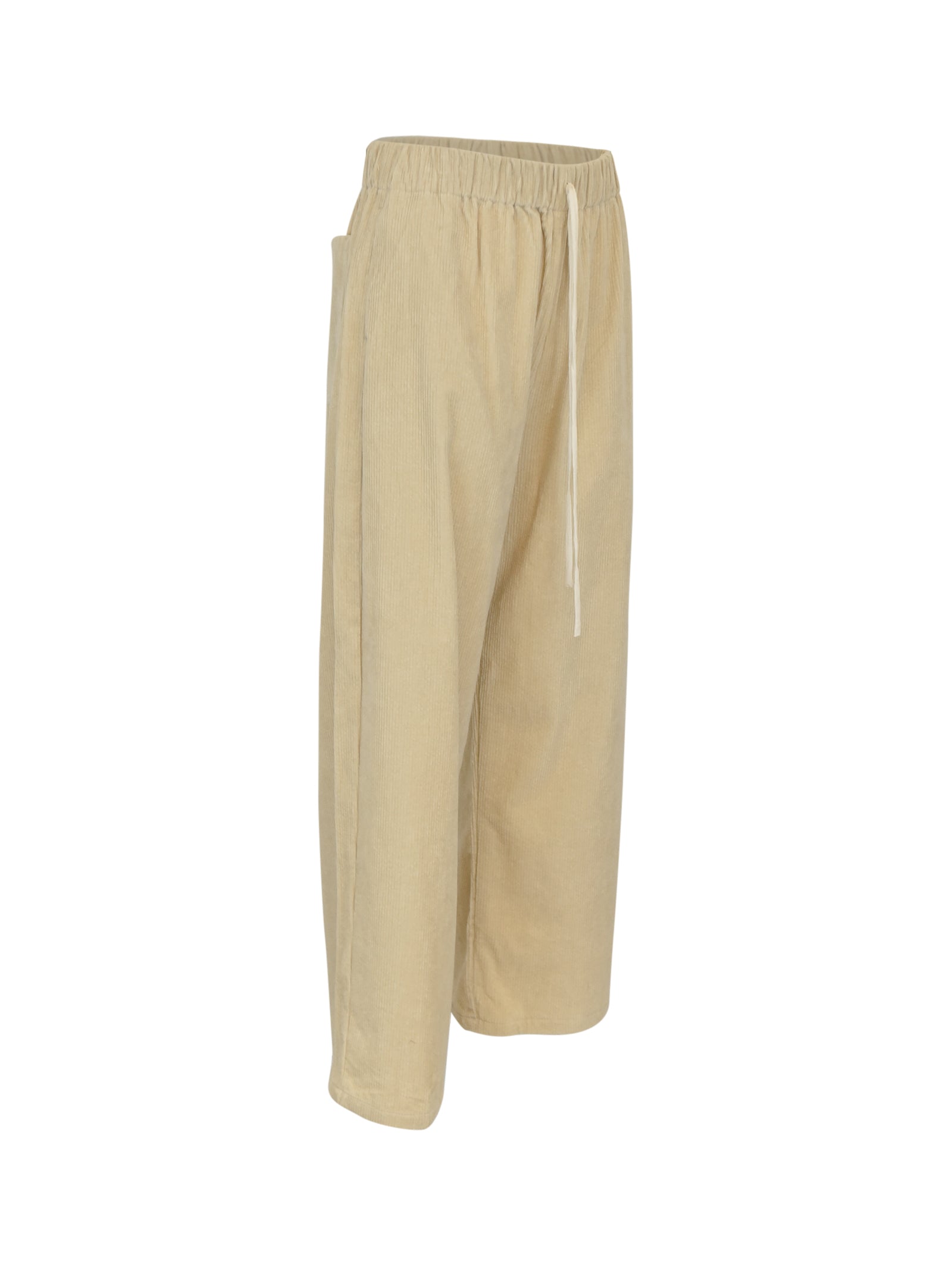 pantaloni velluto a costine gamba larga elastico in vita 