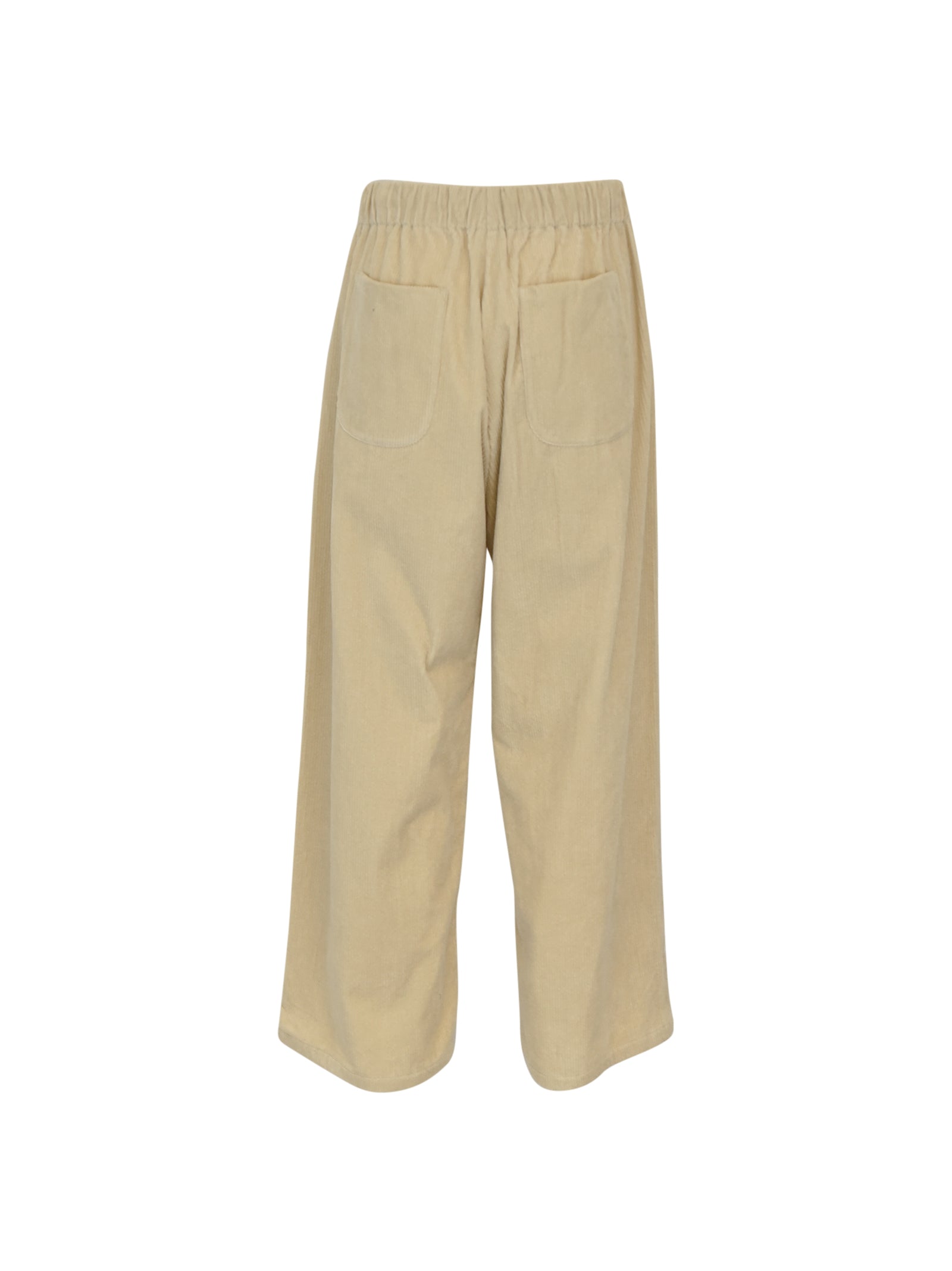 pantaloni velluto a costine gamba larga elastico in vita 