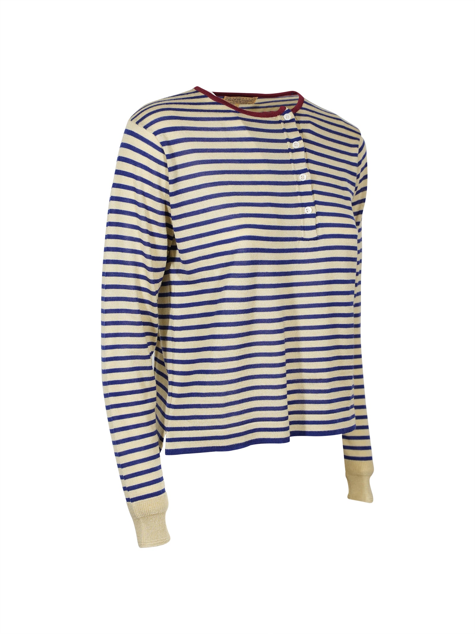 maglia girocollo a righe e motivo bottoni 