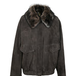 bomber camoscio collo pelo 