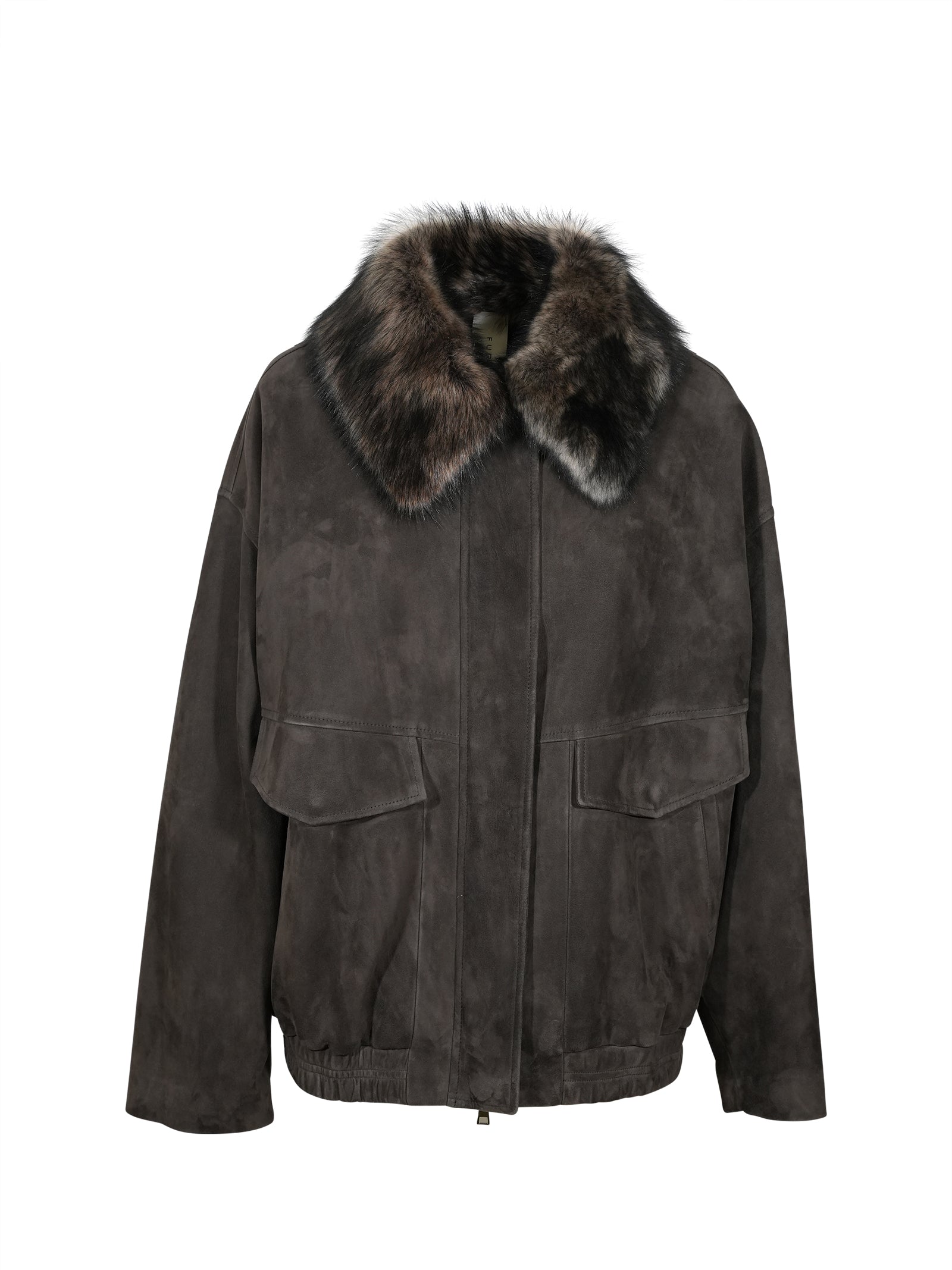 bomber camoscio collo pelo 