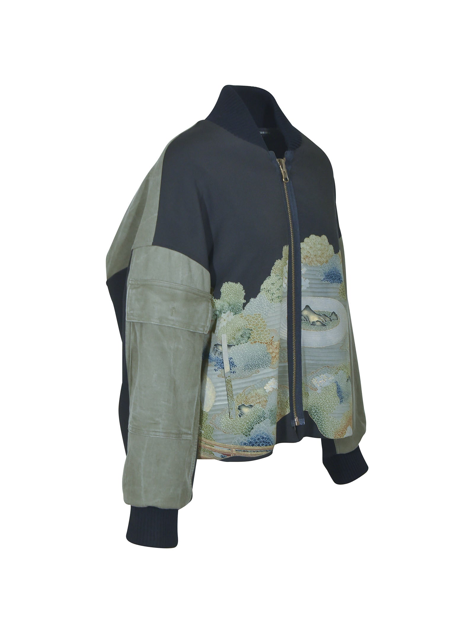 bomber con tasconi e inserto kimono vintage 