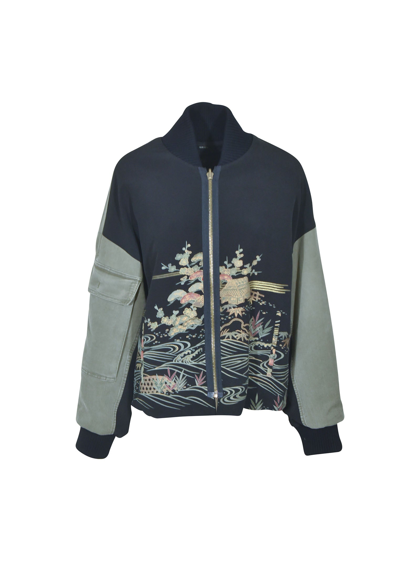 bomber con tasconi e inserto kimono vintage 