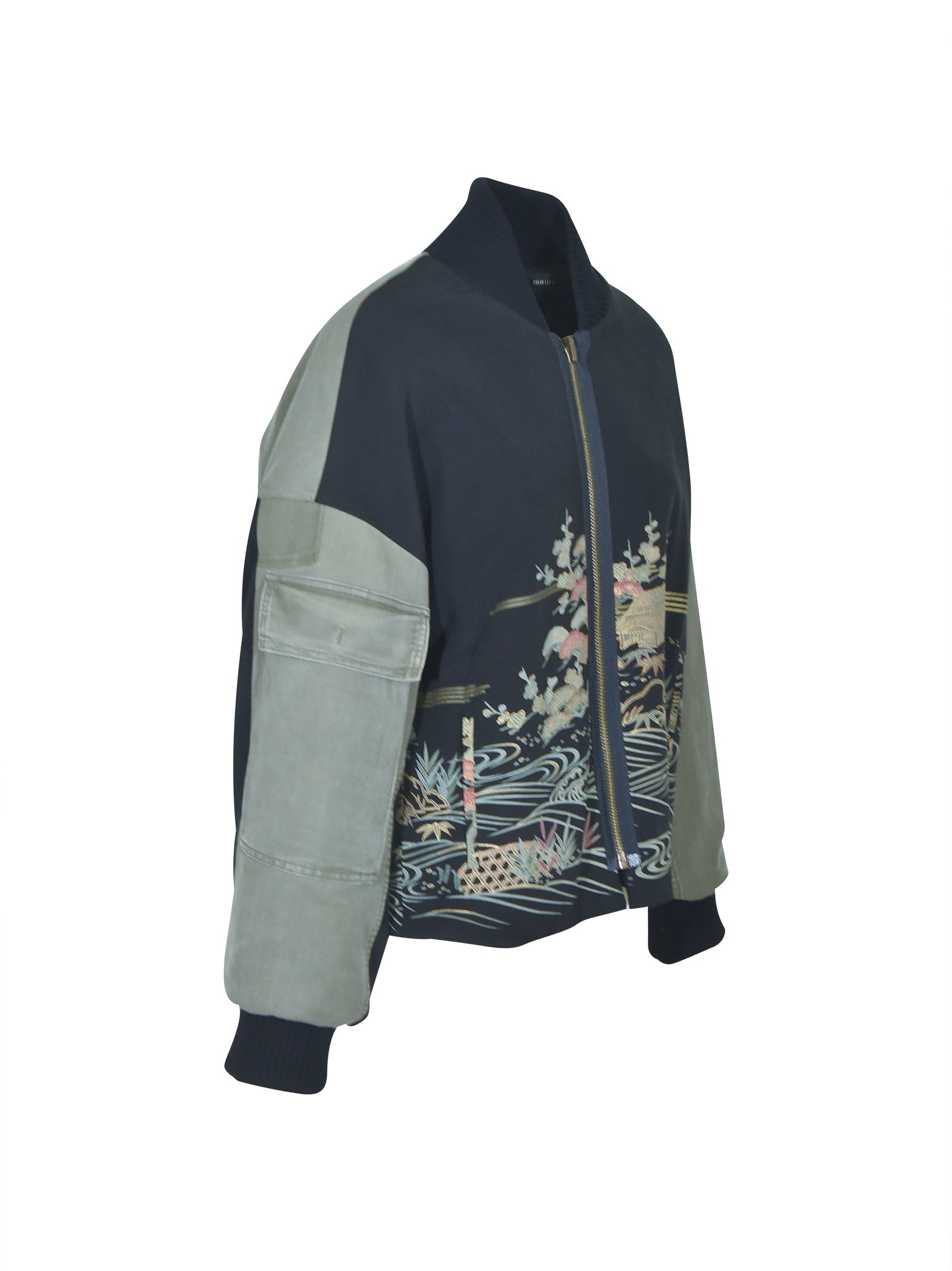 bomber con tasconi e inserto kimono vintage 
