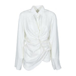 camicia maniche lunghe con coulisse e drappeggio 