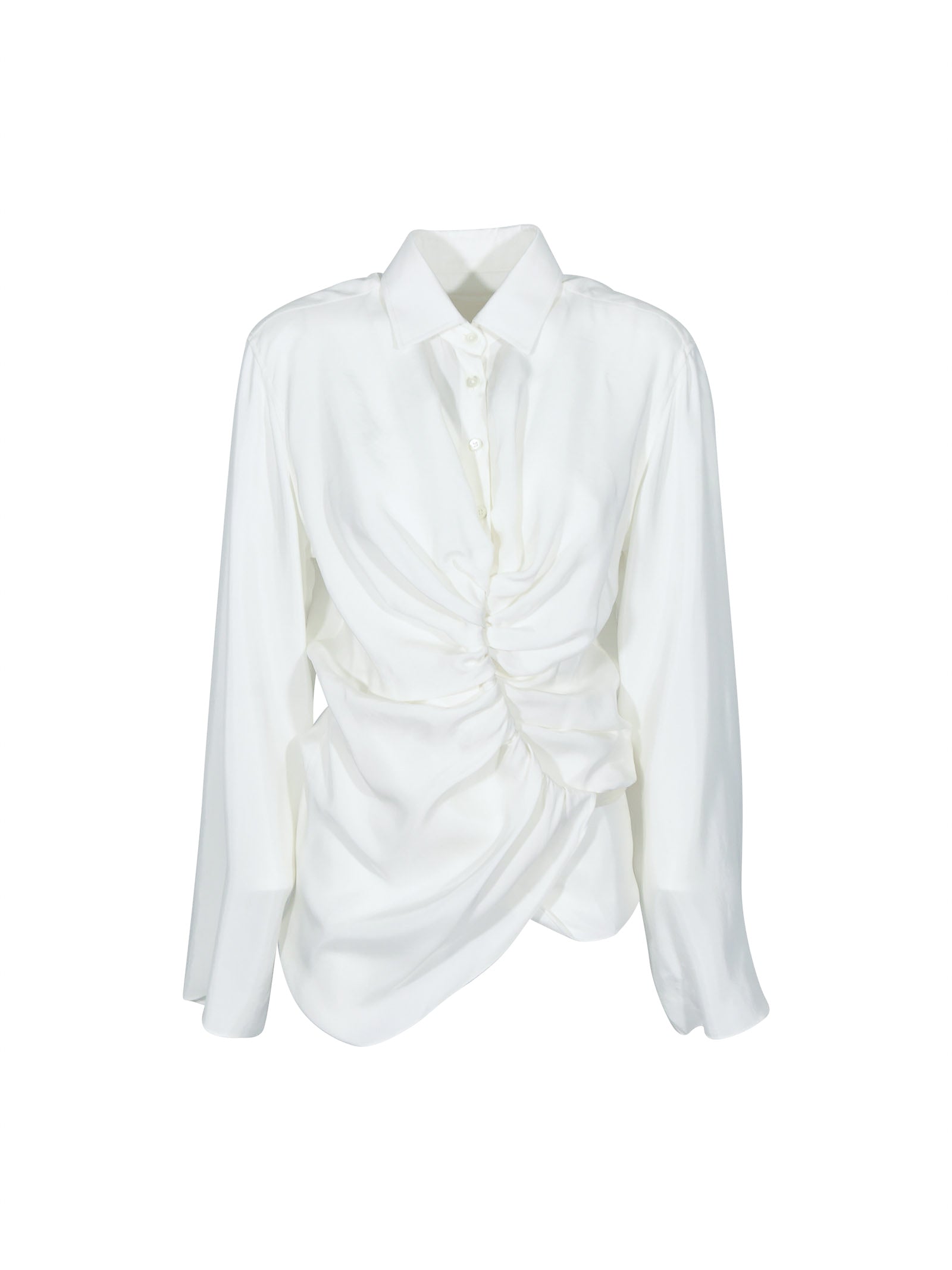 camicia maniche lunghe con coulisse e drappeggio 