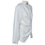 camicia maniche lunghe con coulisse e drappeggio 