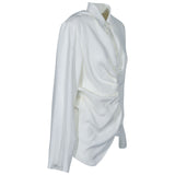 camicia maniche lunghe con coulisse e drappeggio 