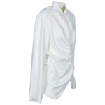 camicia maniche lunghe con coulisse e drappeggio 