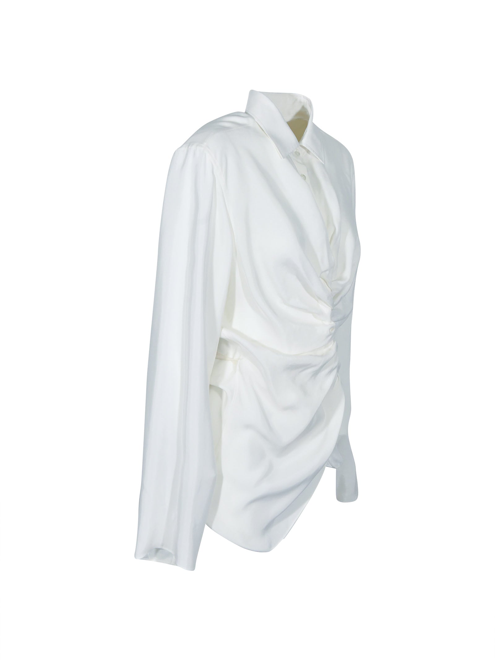 camicia maniche lunghe con coulisse e drappeggio 