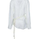 camicia maniche lunghe con coulisse e drappeggio 