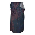 gonna lunga drappeggiata in paillettes stampate 
