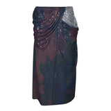 gonna lunga drappeggiata in paillettes stampate 
