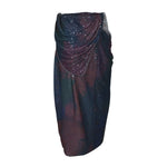 gonna lunga drappeggiata in paillettes stampate 