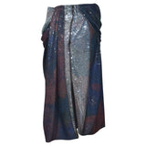 gonna lunga drappeggiata in paillettes stampate 