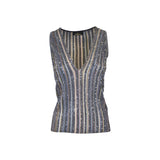 top canotta scollo v con micro paillettes 
