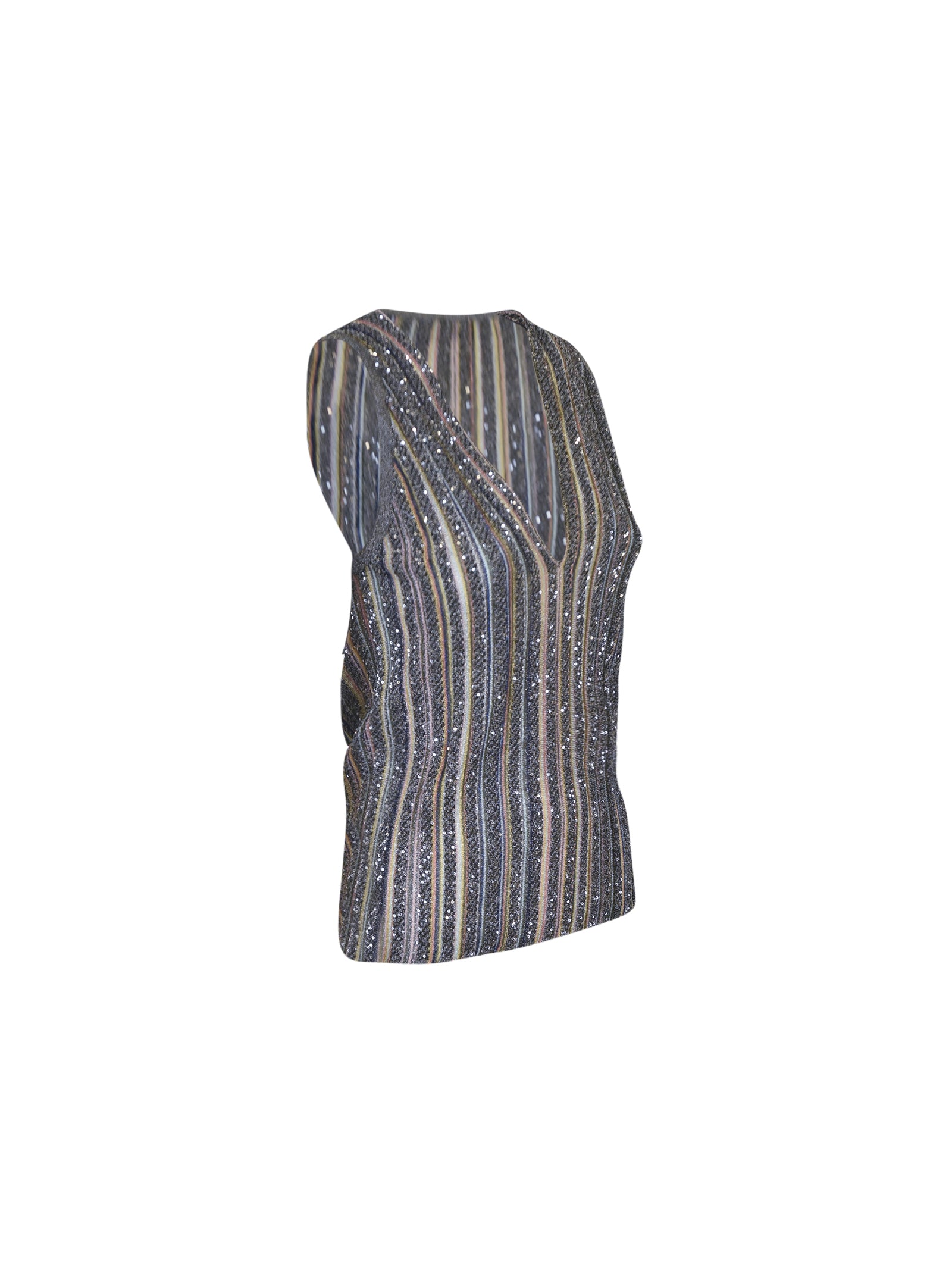 top canotta scollo v con micro paillettes 