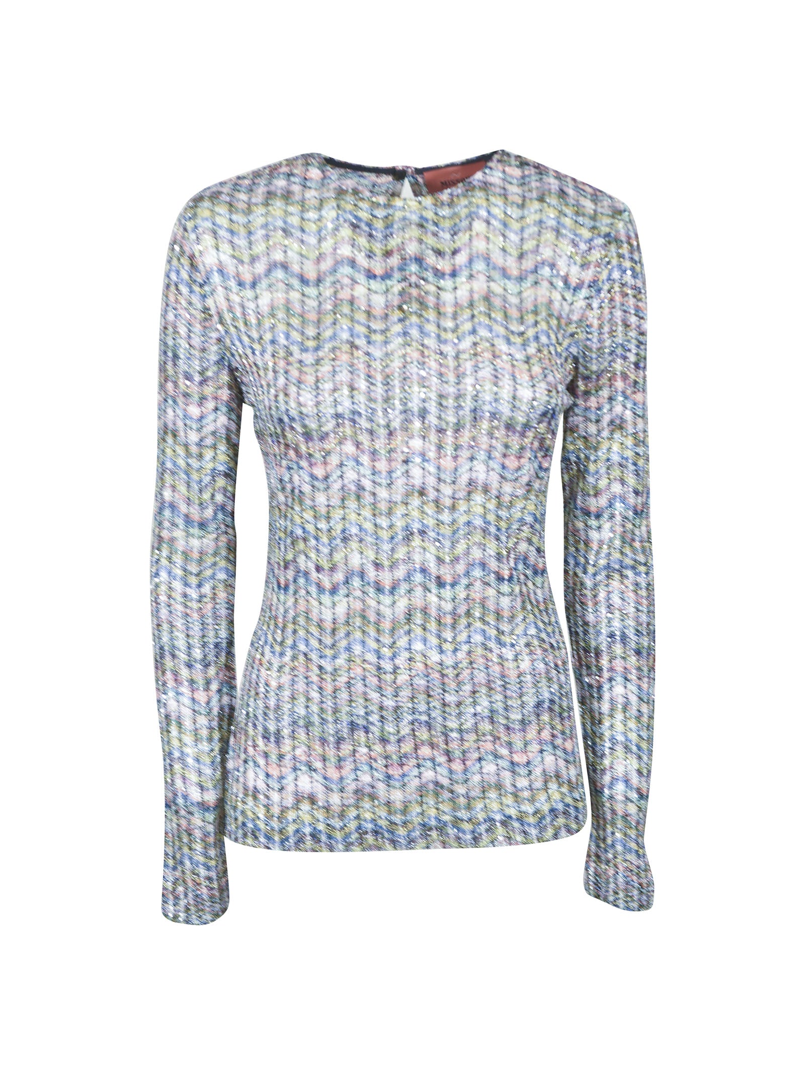 maglia girocollo micro paillettes 