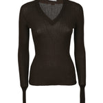 maglia scollo v m/l asciutto a coste 