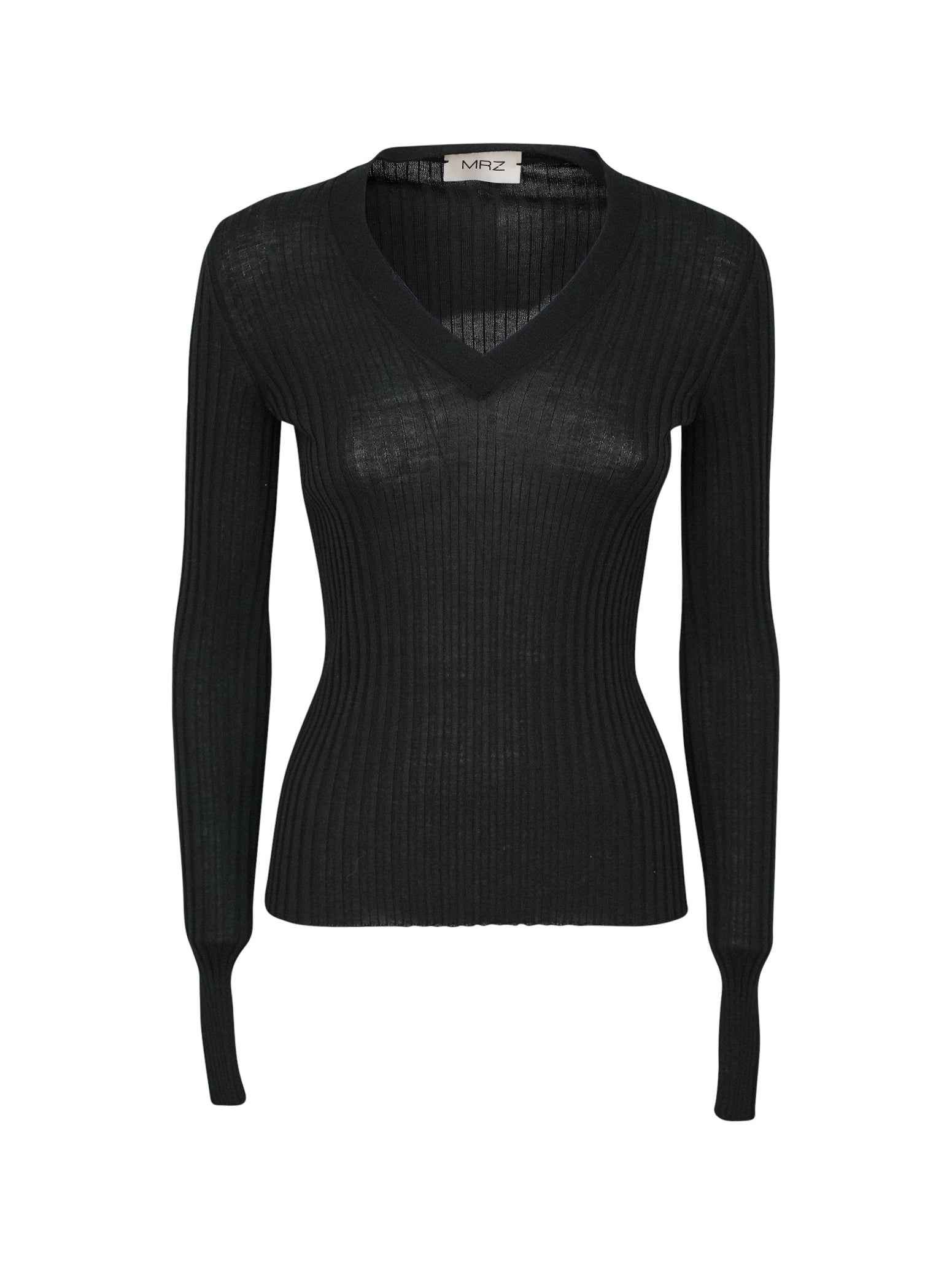 maglia scollo v m/l asciutto a coste 