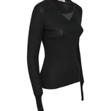 maglia scollo v m/l asciutto a coste 