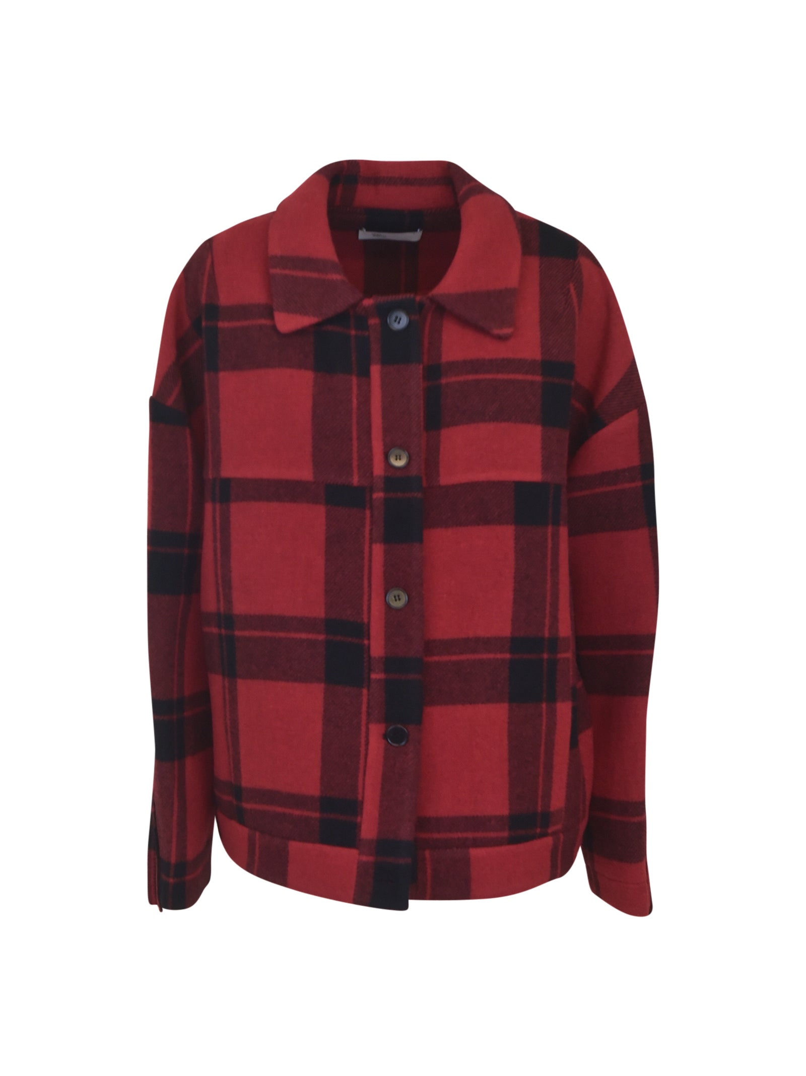 giacca tartan  over con frange 
