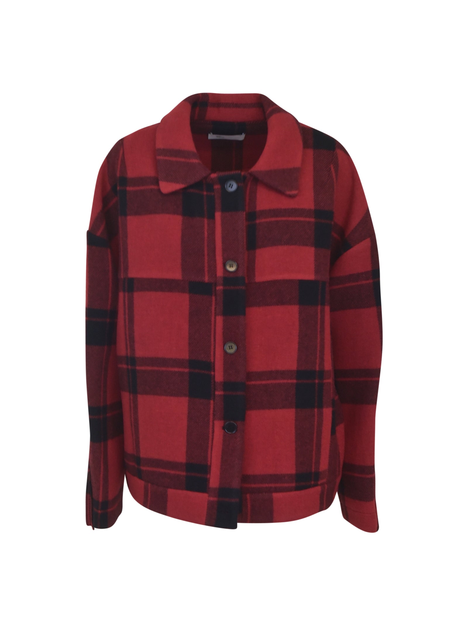 giacca tartan  over con frange 
