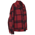 giacca tartan  over con frange 