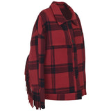 giacca tartan  over con frange 