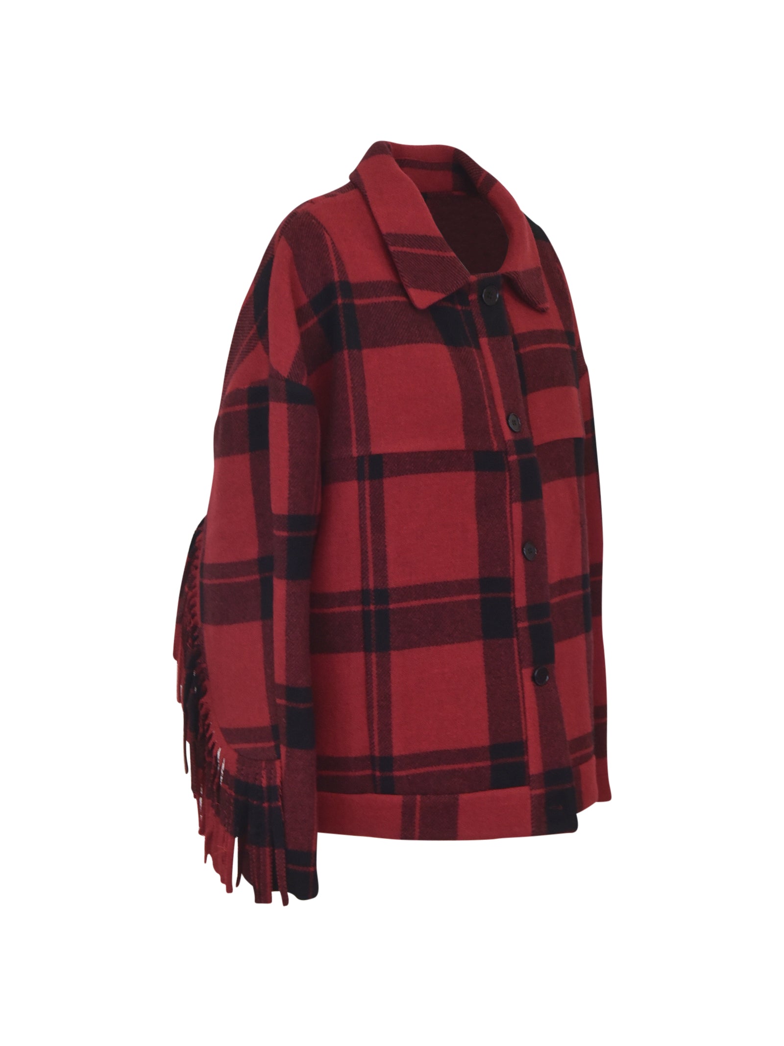 giacca tartan  over con frange 