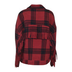 giacca tartan  over con frange 