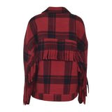 giacca tartan  over con frange 