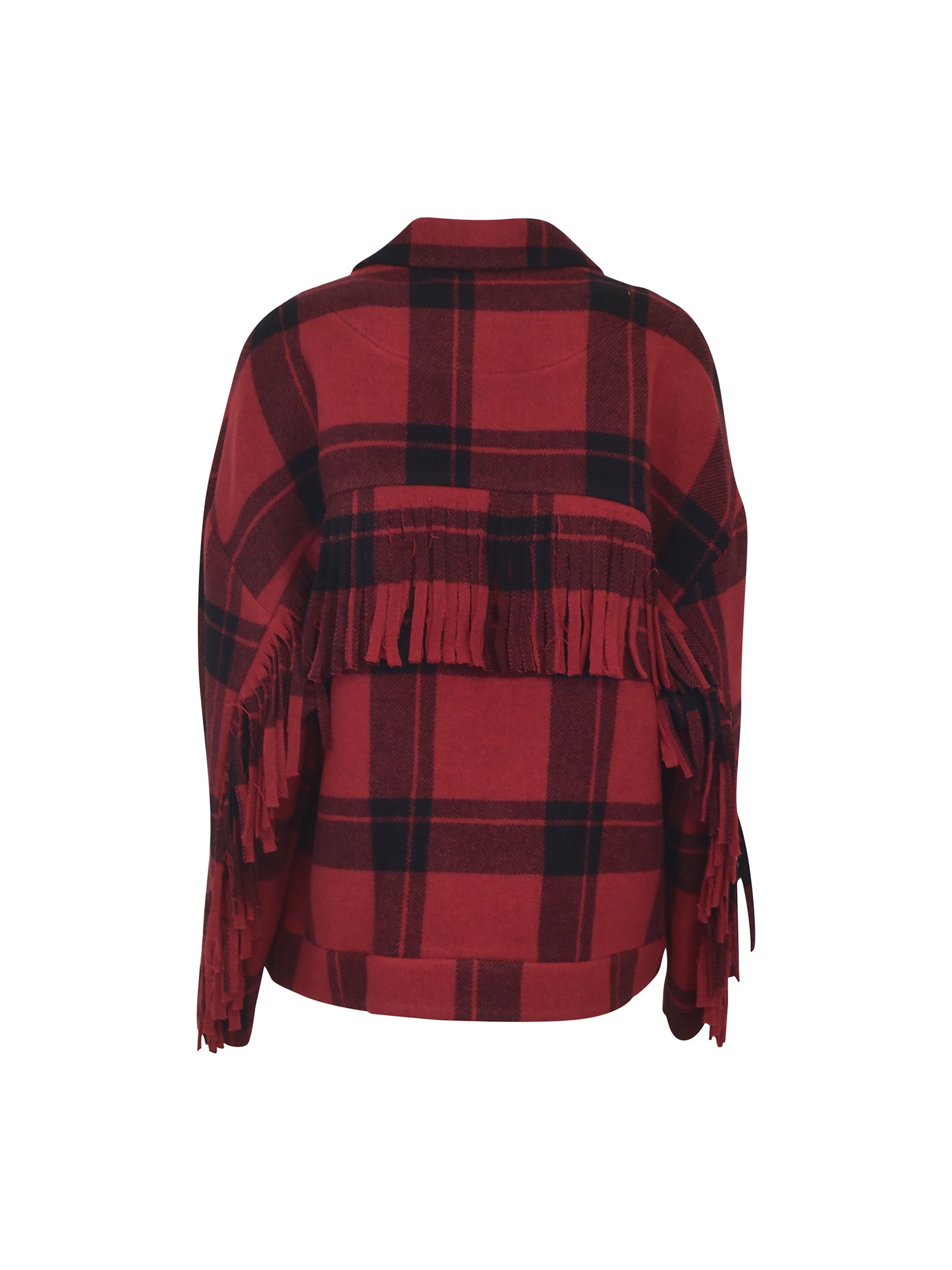 giacca tartan  over con frange 