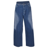 jeans gamba larga banda laterale 