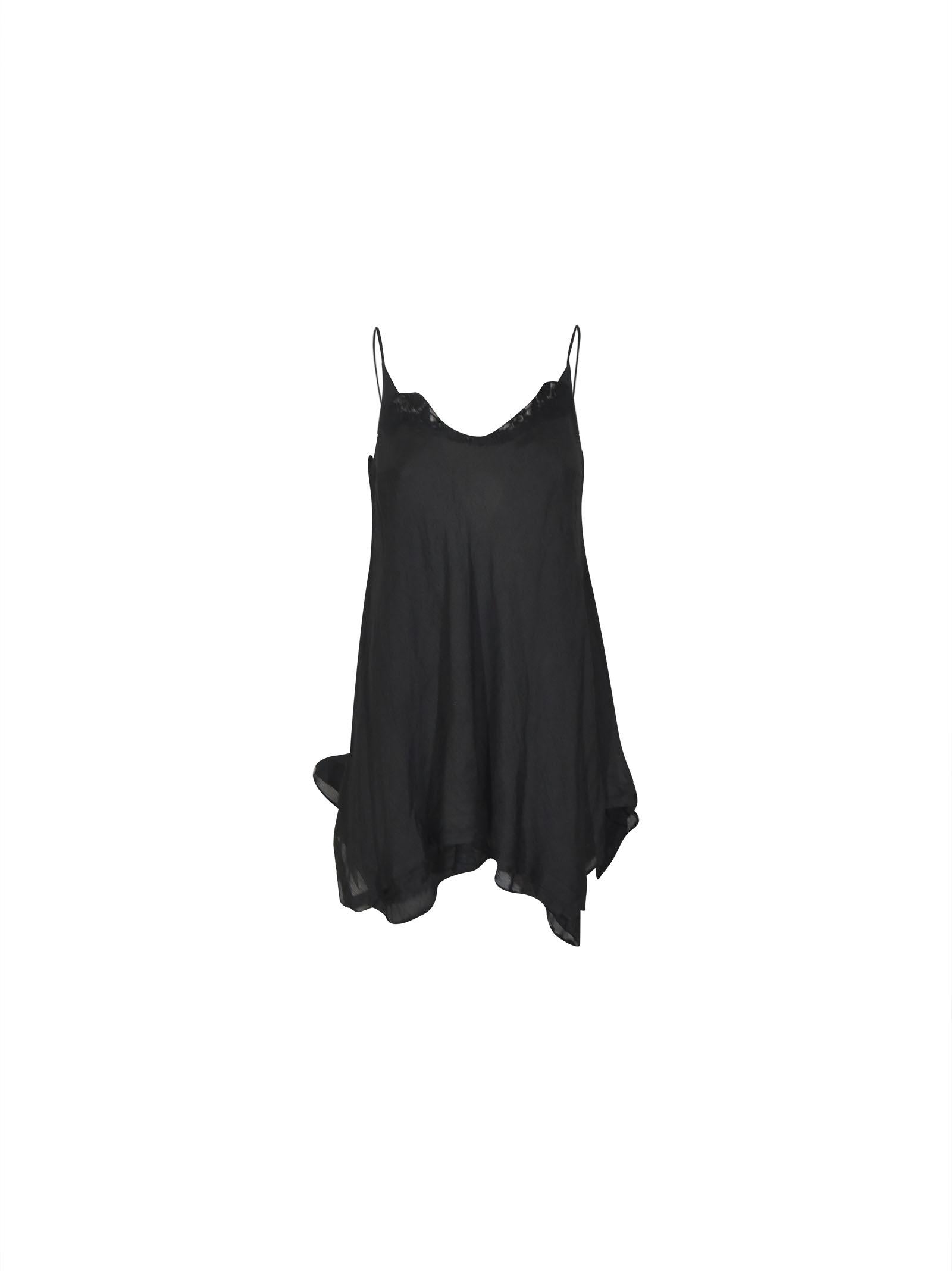 top con punte , spalline sottili e pizzo 