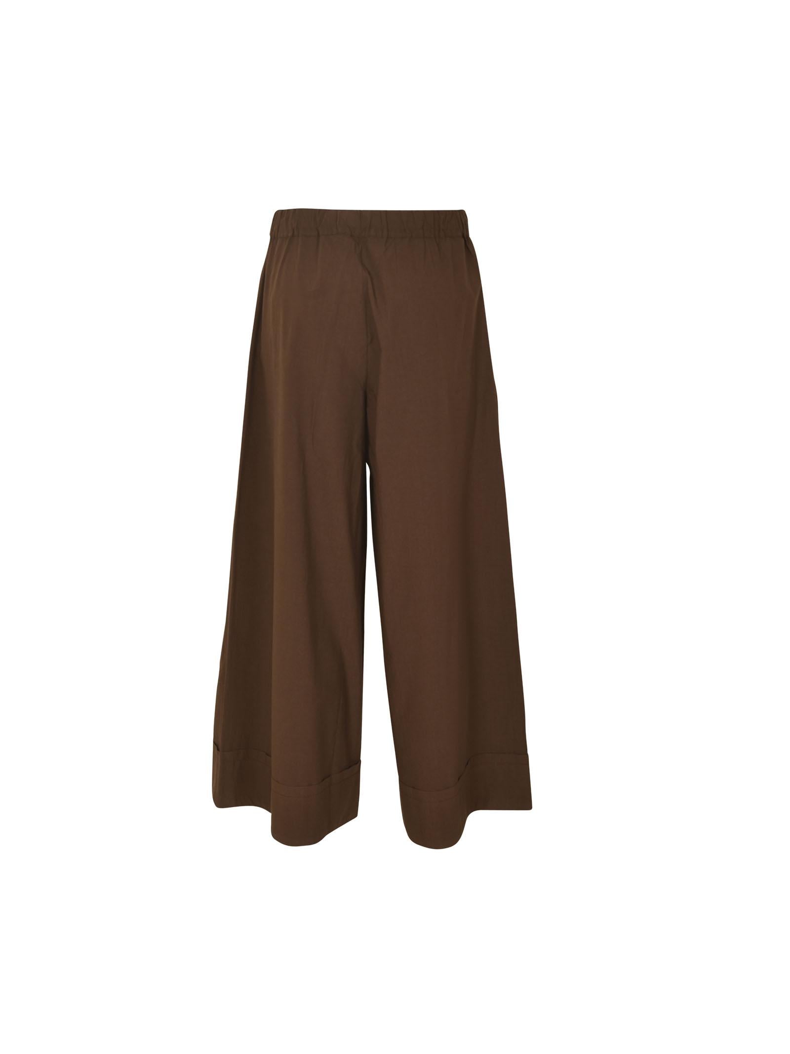 pantaloni  bino-kyoto gamba larga con risvolto elastico vita dietro 