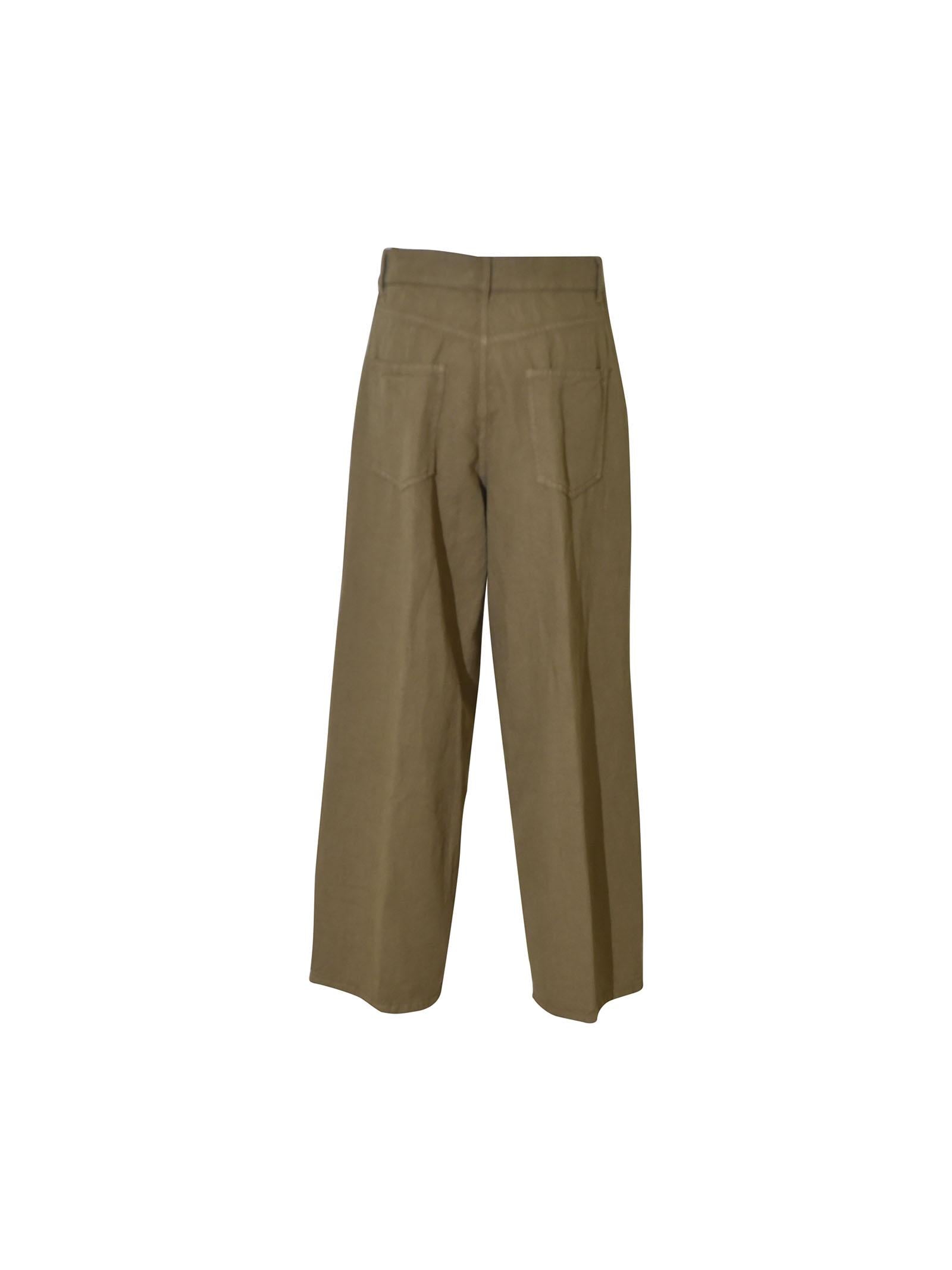pantaloni barrel con pences gamba larga 